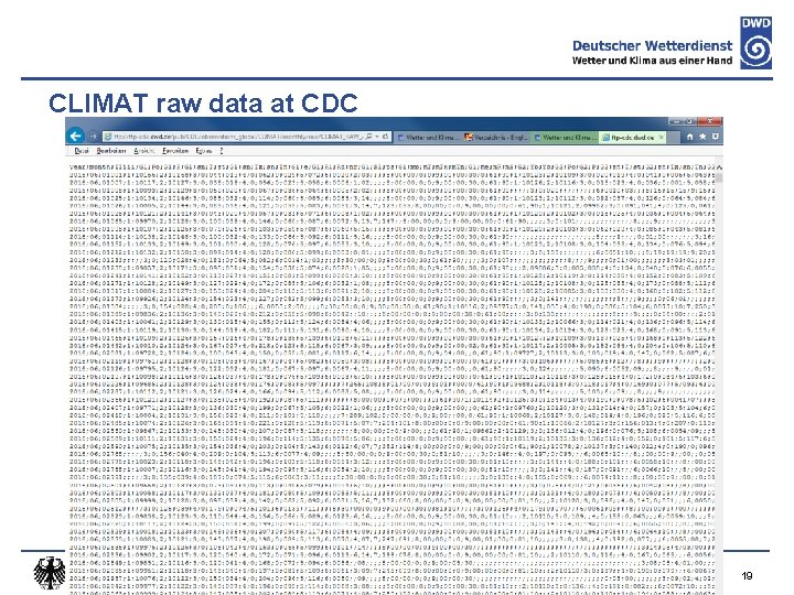 CLIMAT raw data at CDC 19 