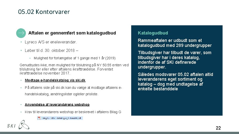 05. 02 Kontorvarer Aftalen er gennemført som katalogudbud Katalogudbud • Lyreco A/S er eneleverandør.