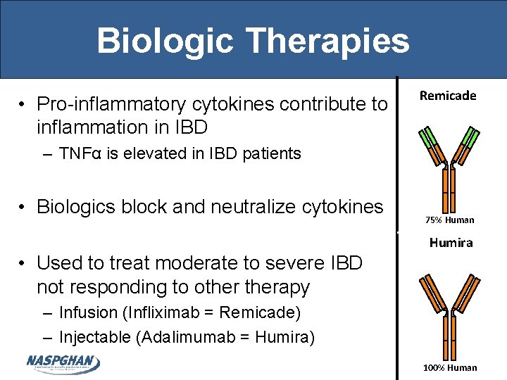 Biologic Therapies • Pro-inflammatory cytokines contribute to inflammation in IBD Remicade (infliximab) – TNFα