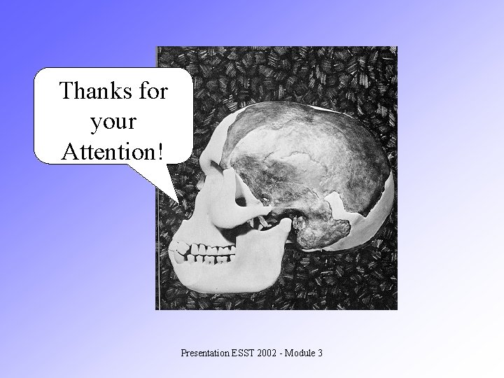 Thanks for your Attention! Presentation ESST 2002 - Module 3 