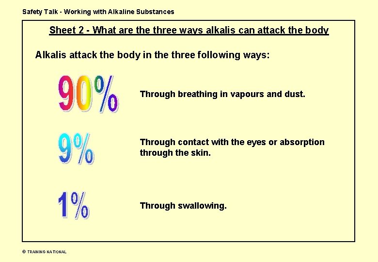 Safety Talk - Working with Alkaline Substances Sheet 2 - What are three ways