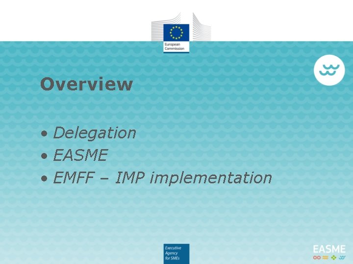 Overview • Delegation • EASME • EMFF – IMP implementation 