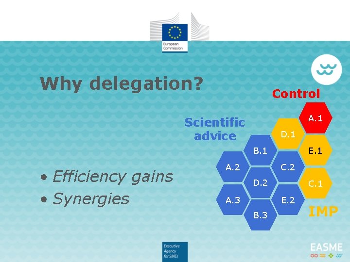 Why delegation? Control A. 1 Scientific advice D. 1 B. 1 • Efficiency gains