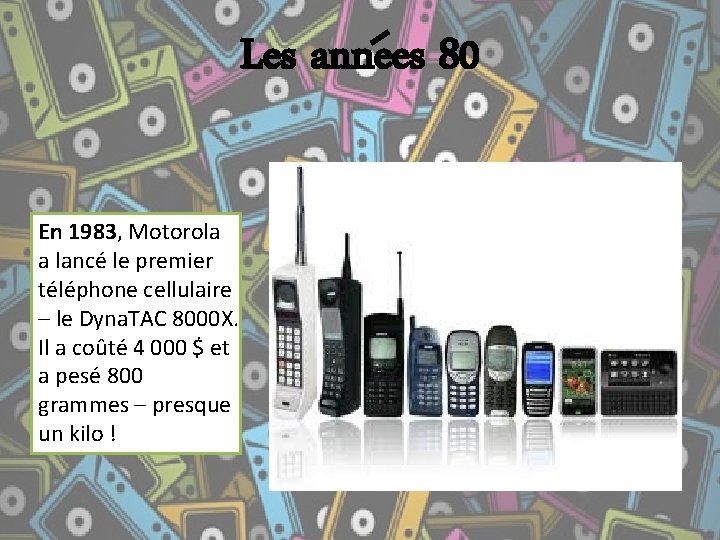 Les annees 80 En 1983, Motorola a lancé le premier téléphone cellulaire – le