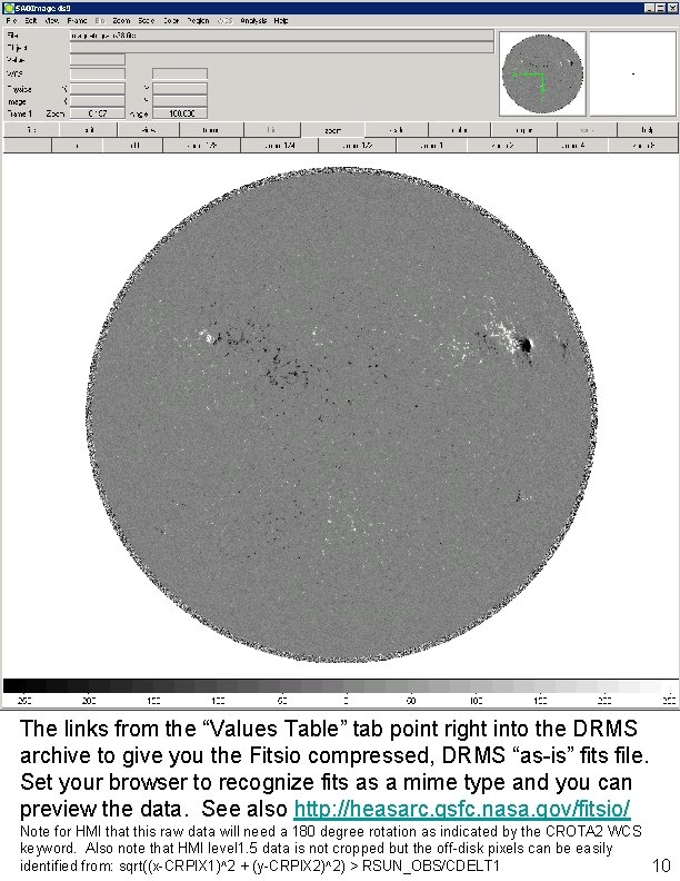 The links from the “Values Table” tab point right into the DRMS archive to