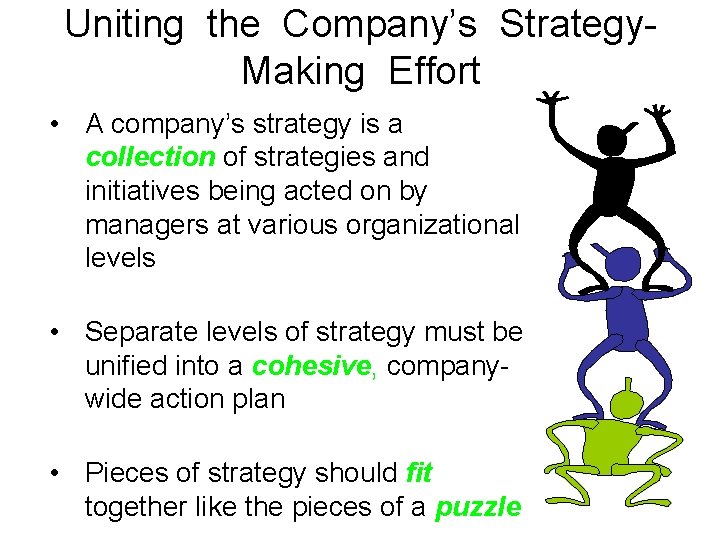 Uniting the Company’s Strategy. Making Effort • A company’s strategy is a collection of