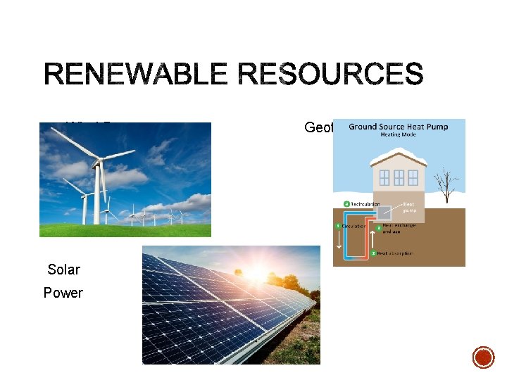 Wind Power Solar Power Geothermal power 