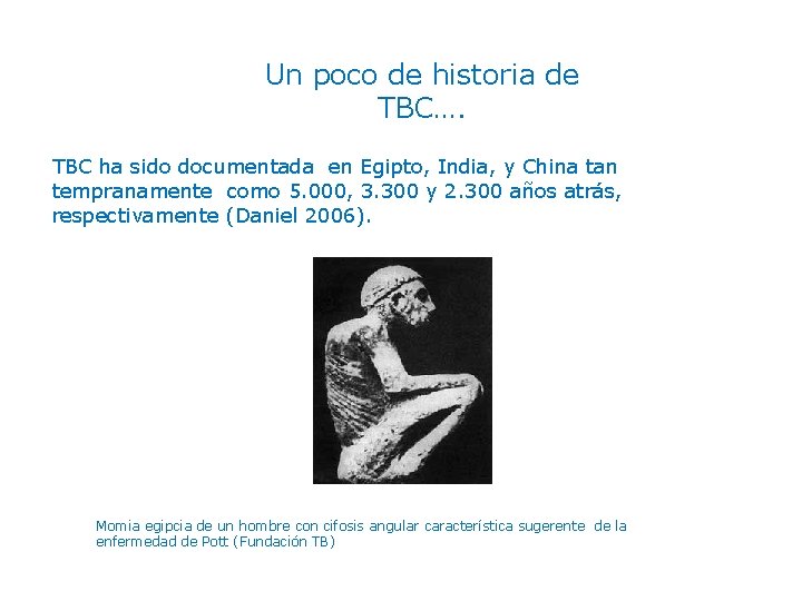 Un poco de historia de TBC…. TBC ha sido documentada en Egipto, India, y