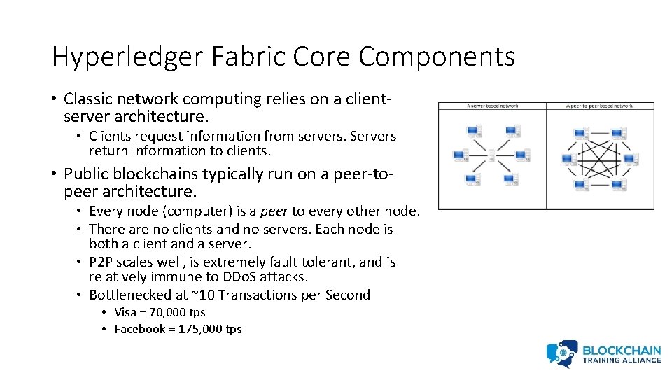 Hyperledger Fabric Core Components • Classic network computing relies on a clientserver architecture. •