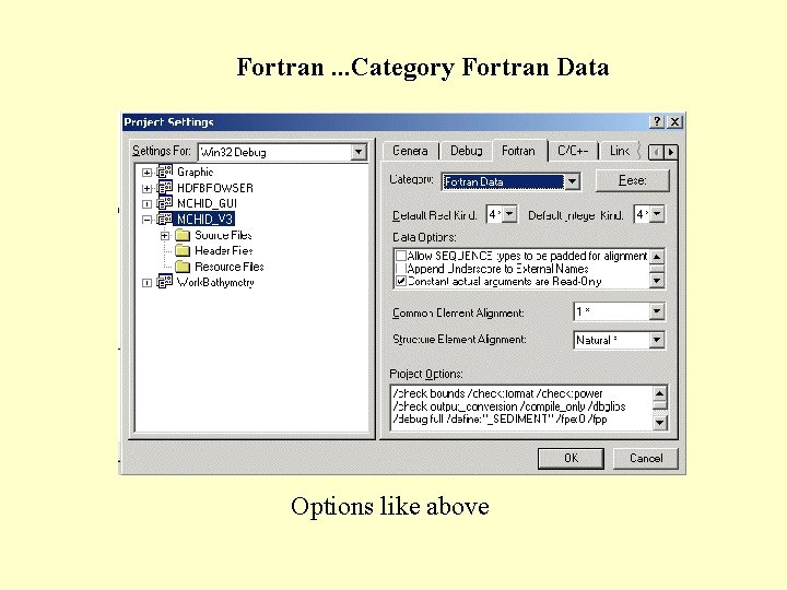 Fortran. . . Category Fortran Data Options like above 