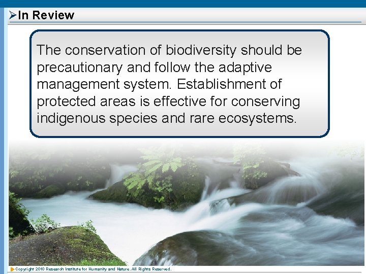 ØIn Review The conservation of biodiversity should be precautionary and follow the adaptive management