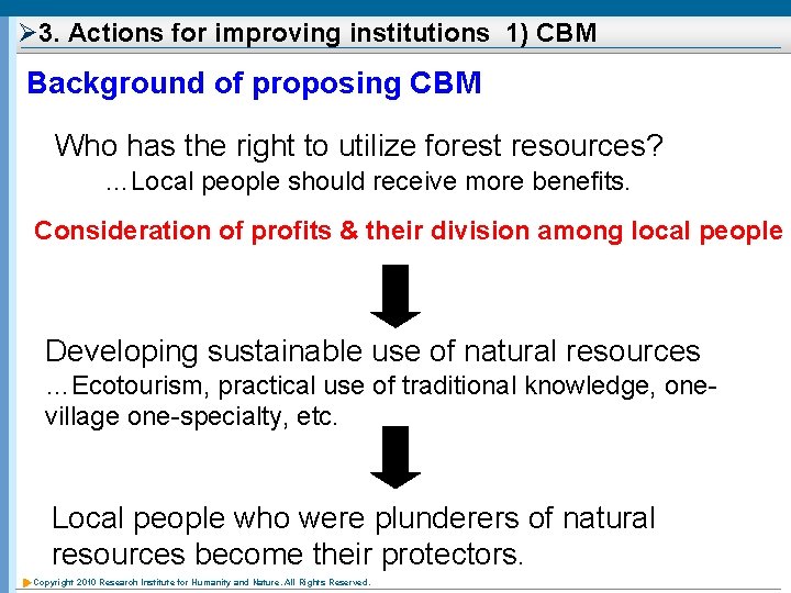 Ø 3. Actions for improving institutions 1) CBM Background of proposing CBM Who has