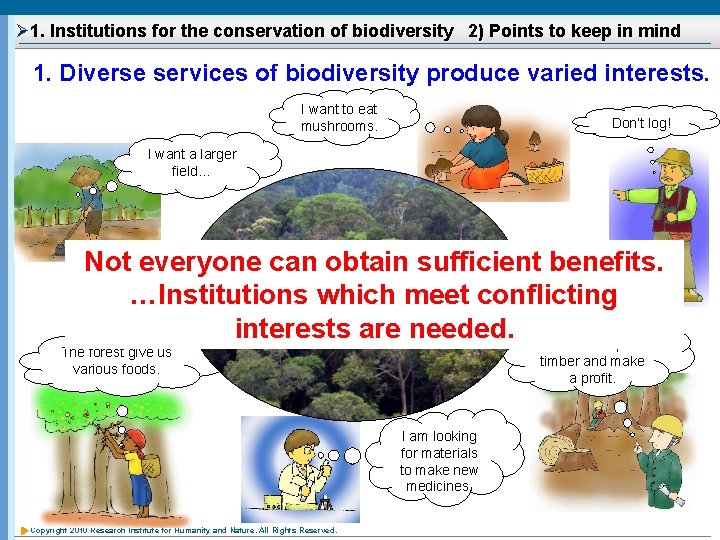 Ø 1. Institutions for the conservation of biodiversity 2) Points to keep in mind