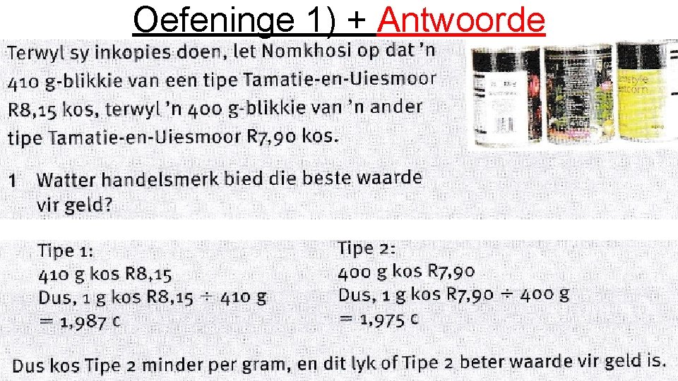 Oefeninge 1) + Antwoorde 