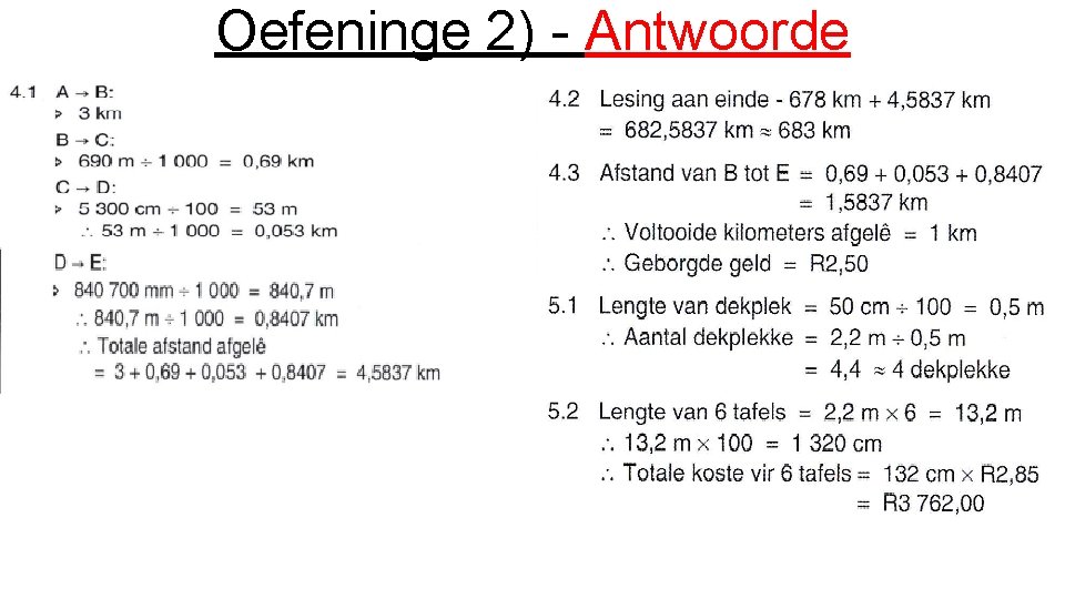 Oefeninge 2) - Antwoorde 