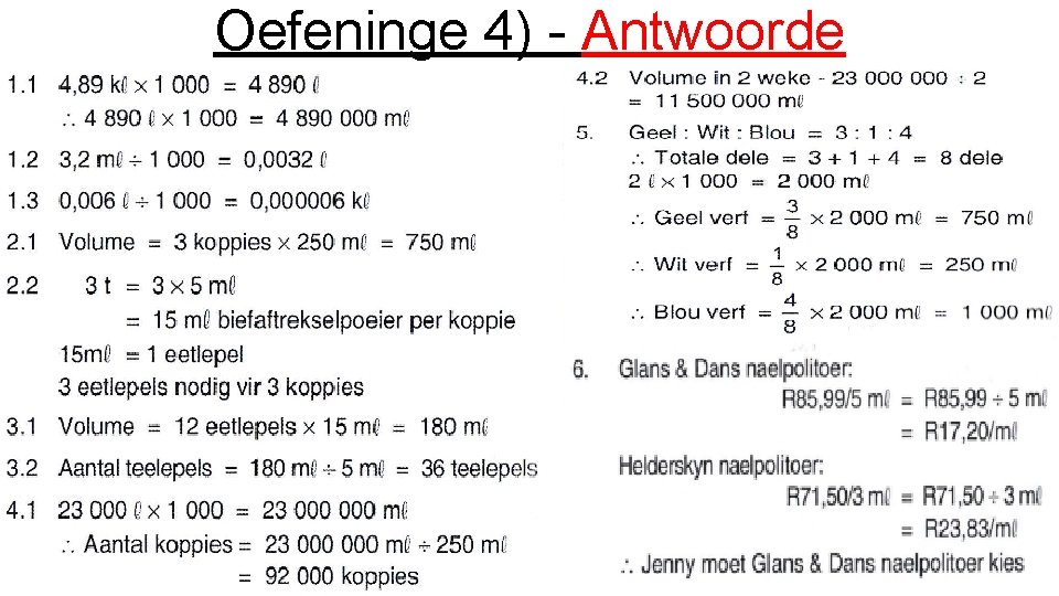 Oefeninge 4) - Antwoorde 