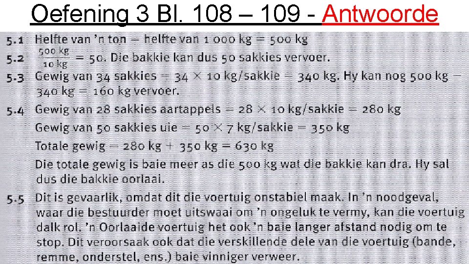 Oefening 3 Bl. 108 – 109 - Antwoorde 