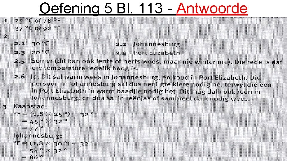 Oefening 5 Bl. 113 - Antwoorde 