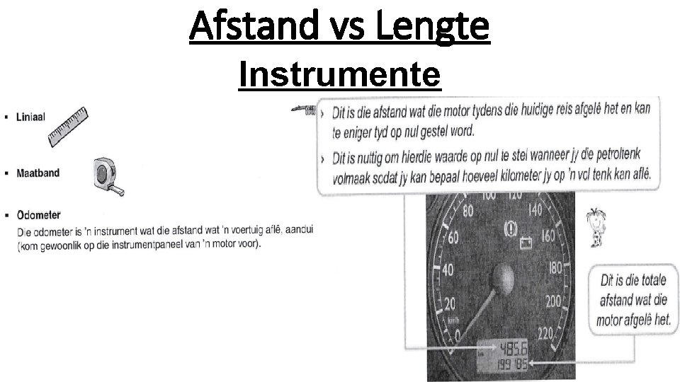 Afstand vs Lengte Instrumente 