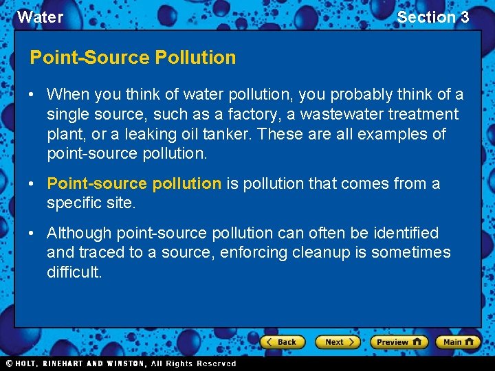 Water Section 3 Point-Source Pollution • When you think of water pollution, you probably