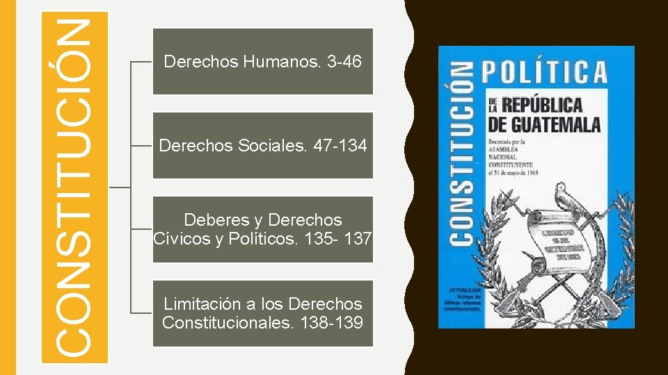 CONSTITUCIÓN Derechos Humanos. 3 -46 Derechos Sociales. 47 -134 Deberes y Derechos Cívicos y