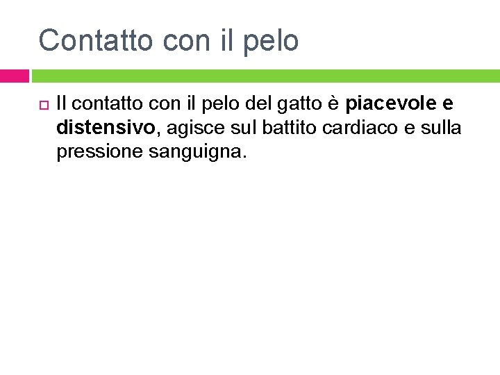 Contatto con il pelo Il contatto con il pelo del gatto è piacevole e