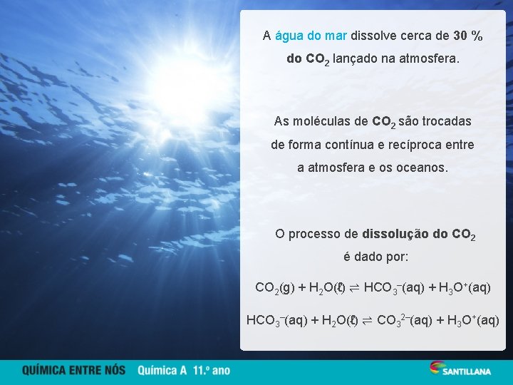 A água do mar dissolve cerca de 30 % do CO 2 lançado na
