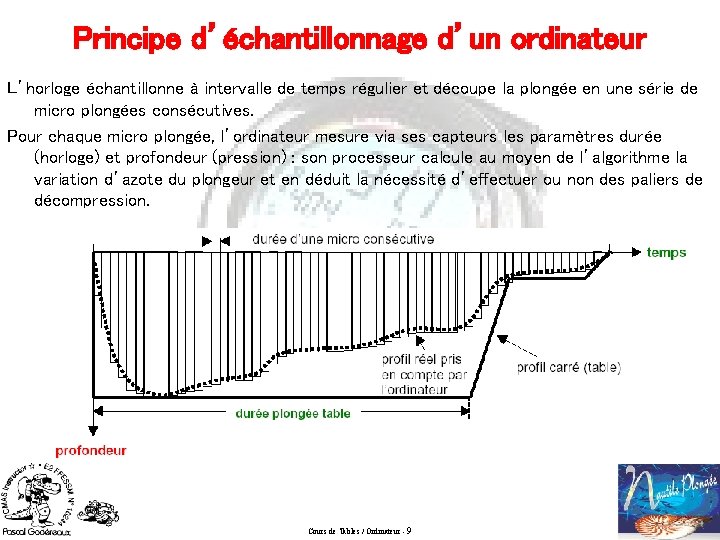 Principe d’échantillonnage d’un ordinateur L’horloge échantillonne à intervalle de temps régulier et découpe la