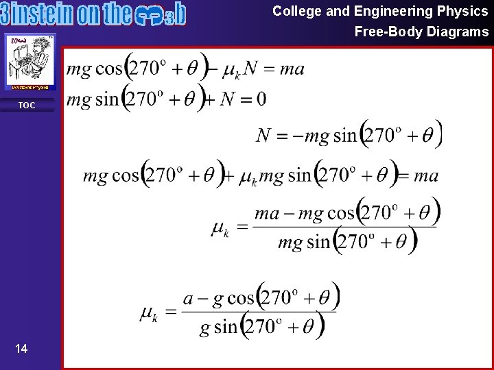 College and Engineering Physics Free-Body Diagrams TOC 14 