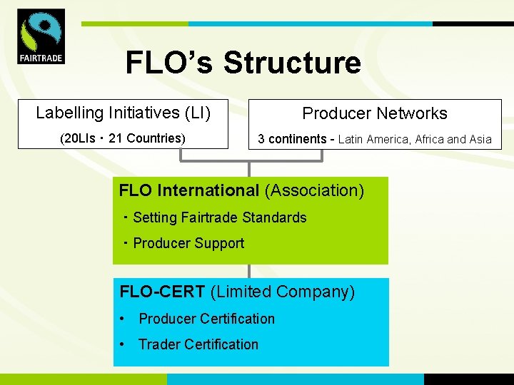 FLO International FLO’s Structure Labelling Initiatives (LI) Producer Networks (20 LIs・ 21 Countries) 3