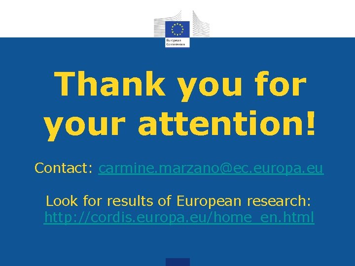 Thank you for your attention! Contact: carmine. marzano@ec. europa. eu Look for results of