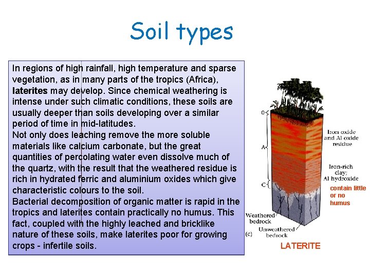 Soil types 07_14 abc. jpg In regions of high rainfall, high temperature and sparse