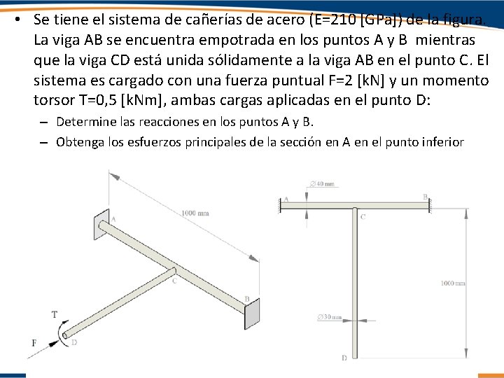  • Se tiene el sistema de cañerías de acero (E=210 [GPa]) de la