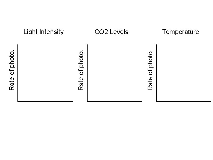 Rate of photo. Light Intensity CO 2 Levels Temperature 