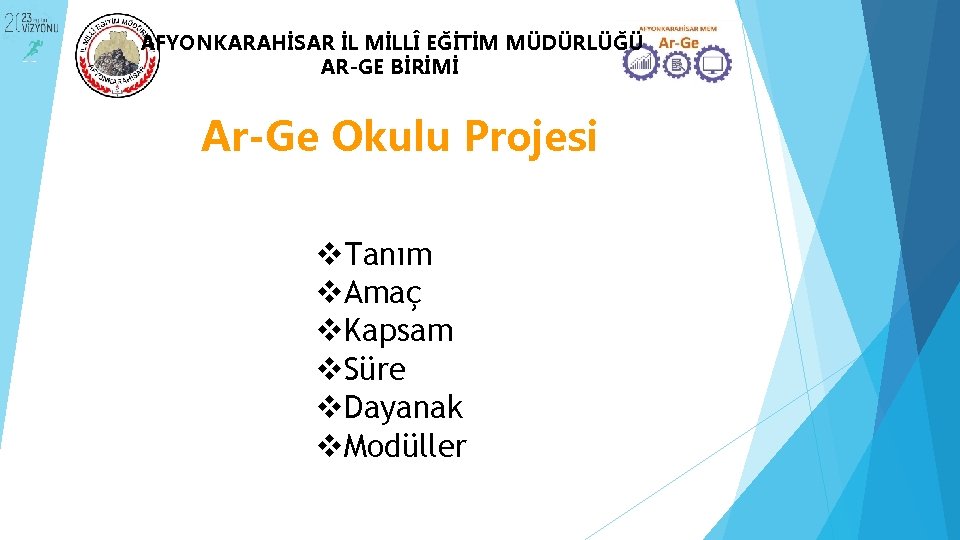 AFYONKARAHİSAR İL MİLLÎ EĞİTİM MÜDÜRLÜĞÜ AR-GE BİRİMİ Ar-Ge Okulu Projesi v. Tanım v. Amaç