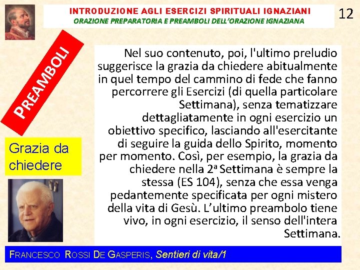 PR EA M BO LI INTRODUZIONE AGLI ESERCIZI SPIRITUALI IGNAZIANI ORAZIONE PREPARATORIA E PREAMBOLI