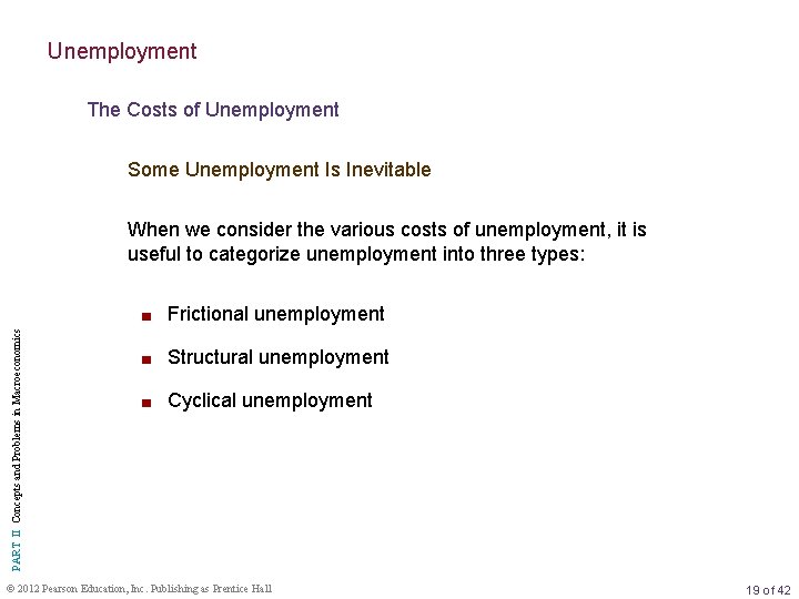 Unemployment The Costs of Unemployment Some Unemployment Is Inevitable When we consider the various
