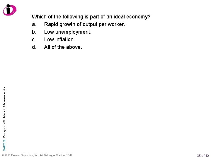 PART II Concepts and Problems in Macroeconomics Which of the following is part of