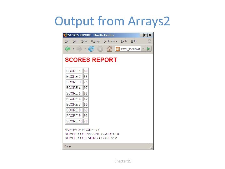 Output from Arrays 2 Chapter 11 