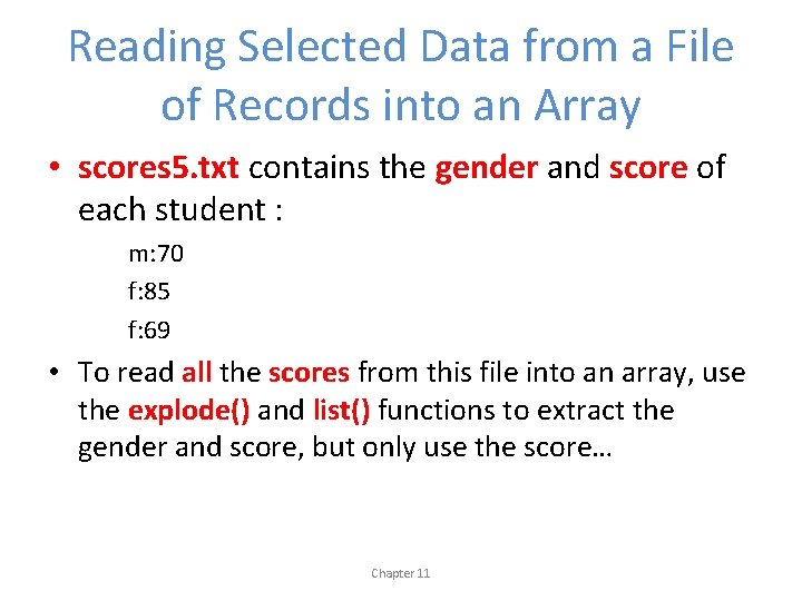 Reading Selected Data from a File of Records into an Array • scores 5.
