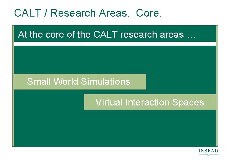 CALT / Research Areas. Core. At the core of the CALT research areas …