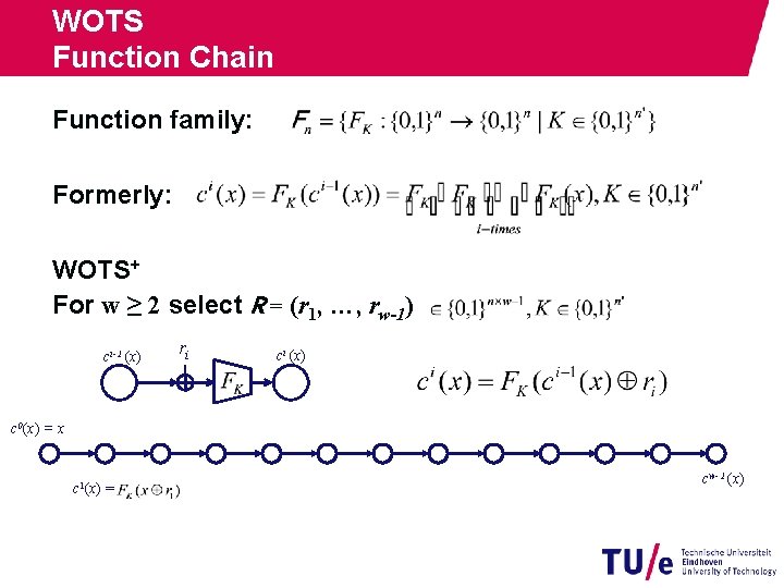 WOTS Function Chain Function family: Formerly: WOTS+ For w ≥ 2 select R =