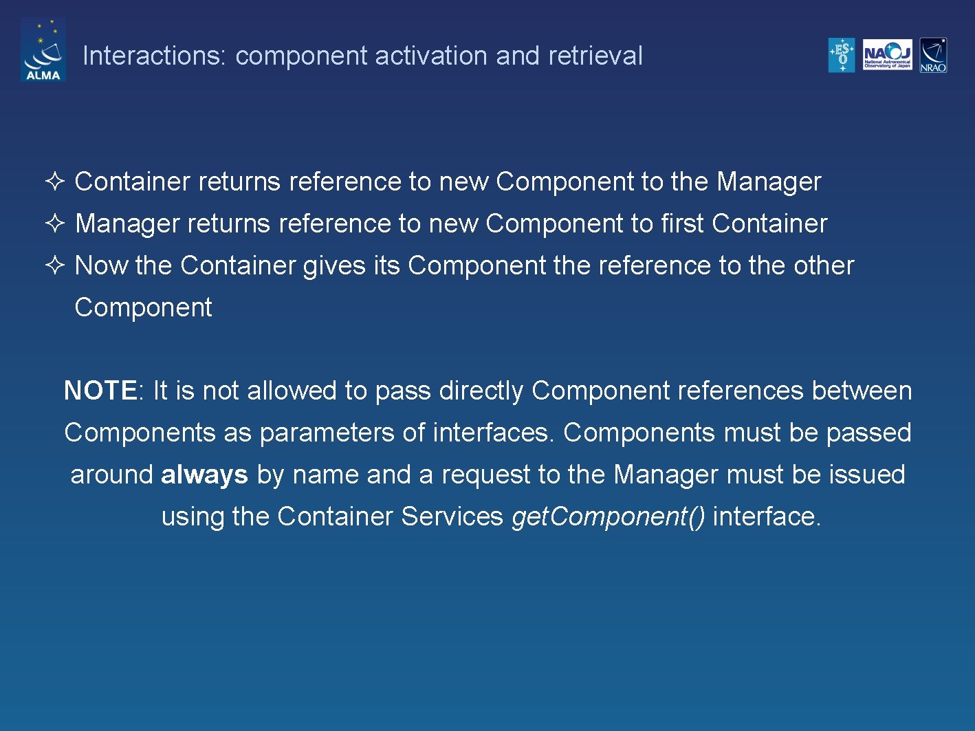 ALMA Common Software Basic Track ComponentContainer Model and