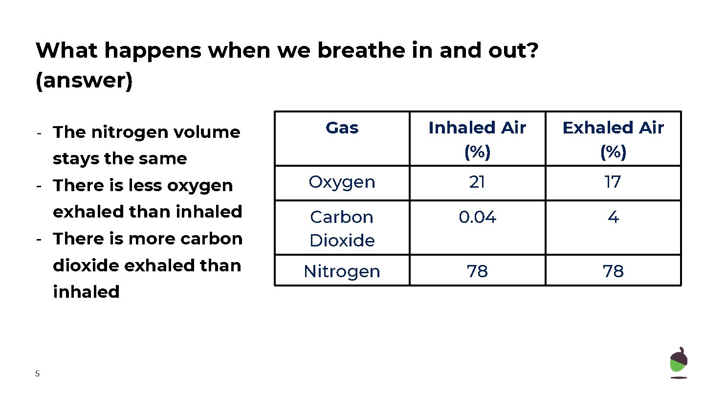 What happens when we breathe in and out? (answer) - The nitrogen volume stays