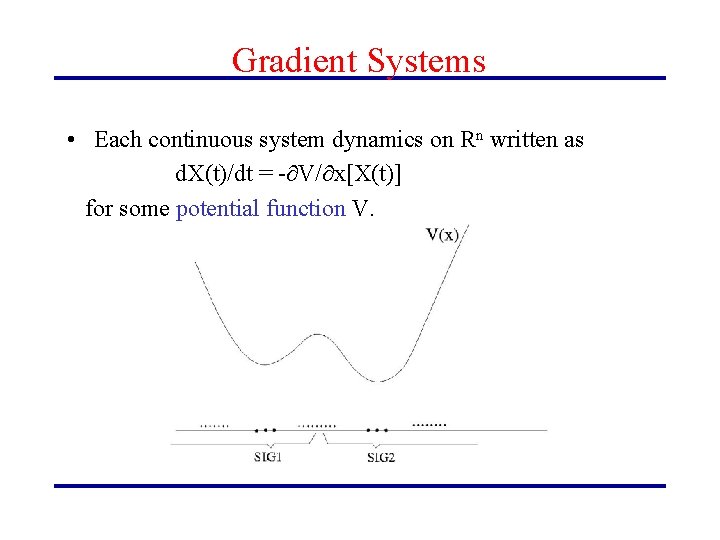 Gradient Systems • Each continuous system dynamics on Rn written as d. X(t)/dt =