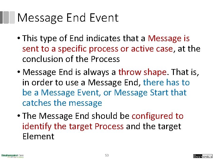 Message End Event • This type of End indicates that a Message is sent