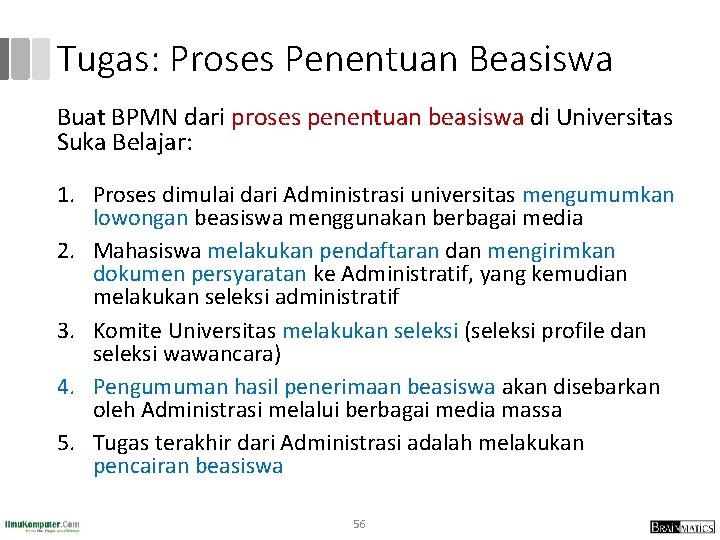 Tugas: Proses Penentuan Beasiswa Buat BPMN dari proses penentuan beasiswa di Universitas Suka Belajar: