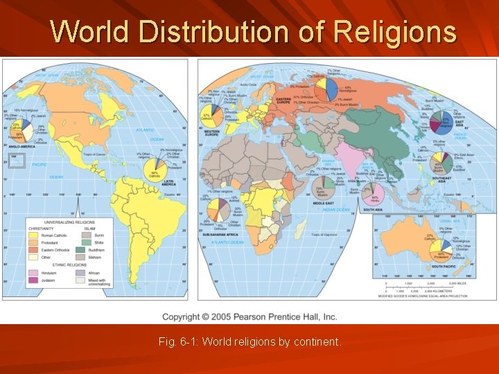 World Distribution of Religions Fig. 6 -1: World religions by continent. 