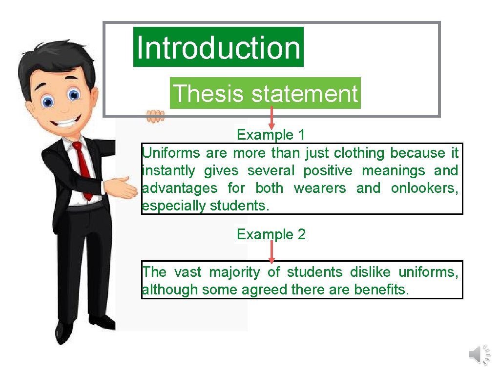 Introduction Thesis statement Example 1 Uniforms are more than just clothing because it instantly