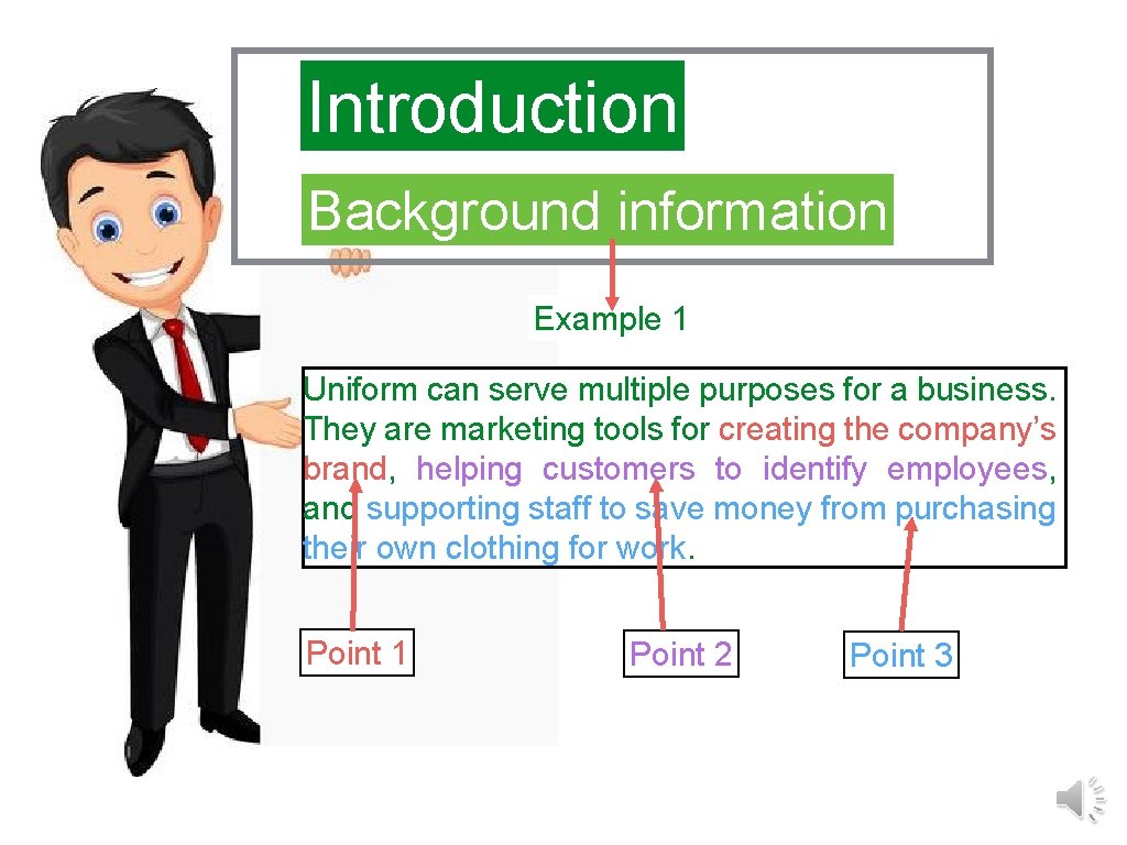 Introduction Background information Example 1 Uniform can serve multiple purposes for a business. They